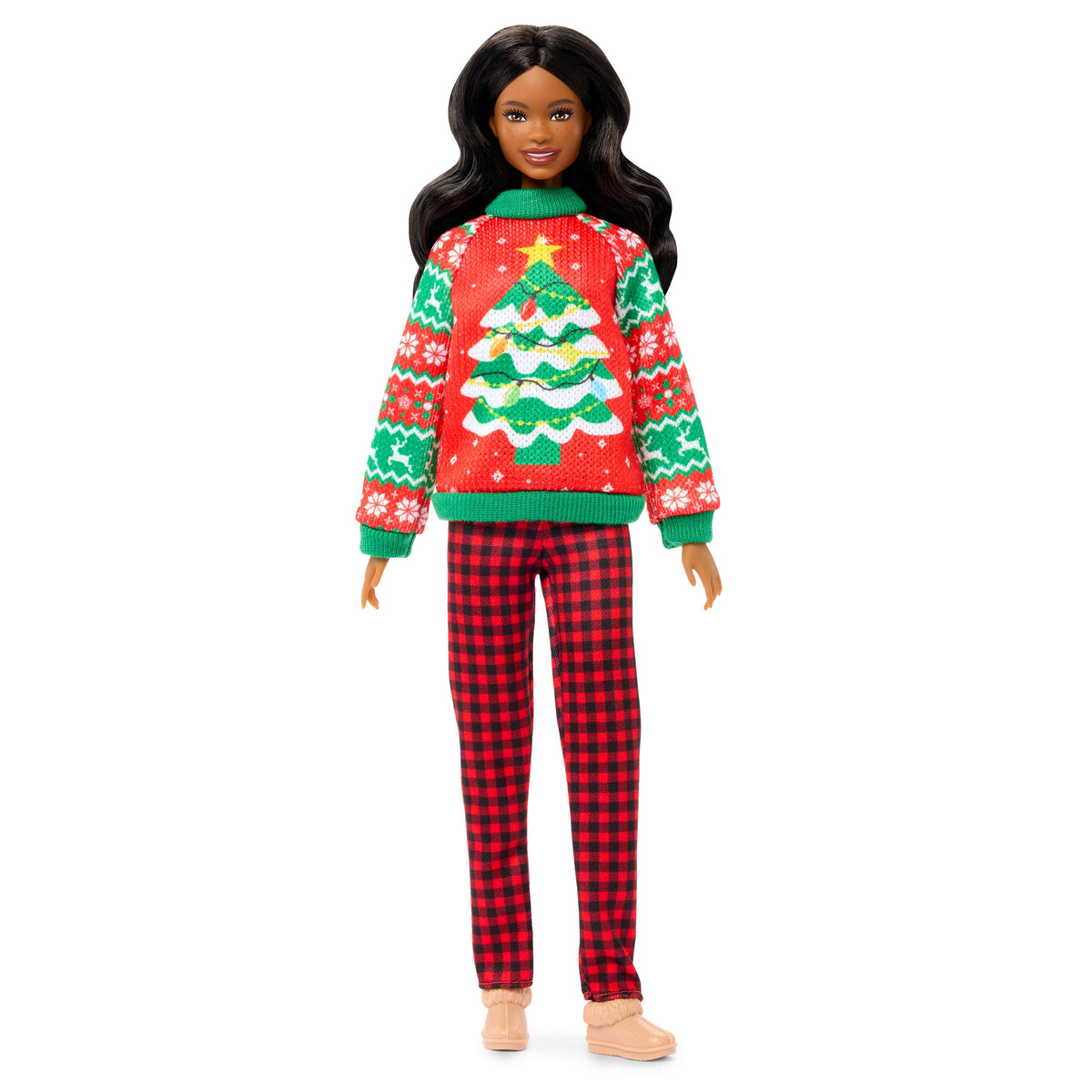 Barbie Holiday Sweater Doll with Long Brunette Hair