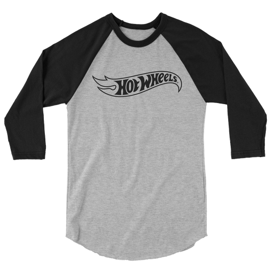 Hot Wheels Outline Logo 3/4 Sleeve Grey and Black Raglan Shirt